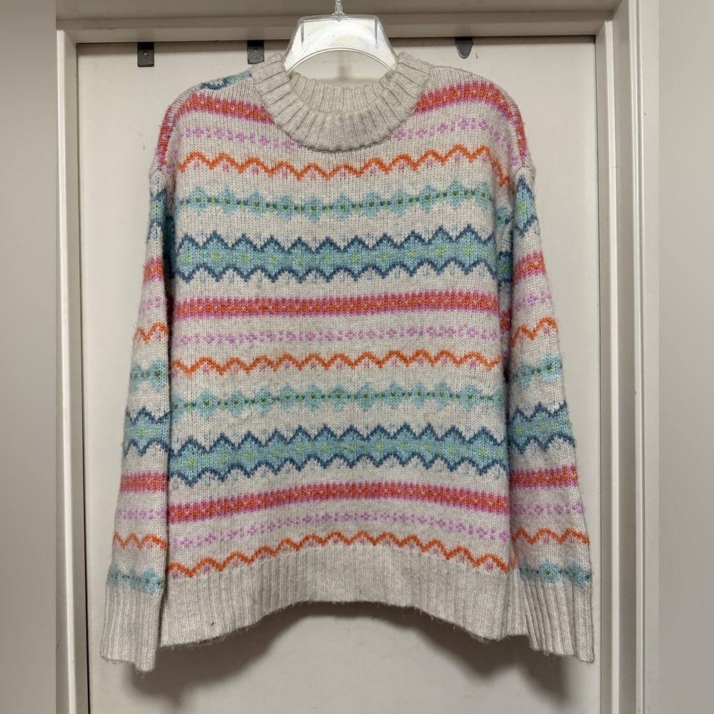 American Eagle Fair Isle Crewneck sweater - blue/pink - size L